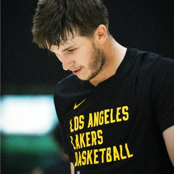 Nike Black and Yellow Lakers Basketball Tee